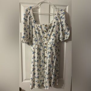 Old Navy Puff Sleeve Linen Blend Mini Dress